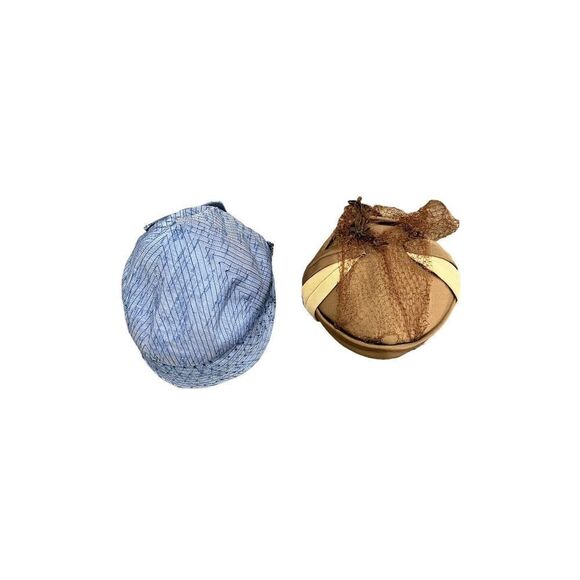 Vintage Lot of 2 Pillbox Hat Netting Luci Puci Bobby Lee Brown Blue 50’s 60’s - Picture 2 of 10